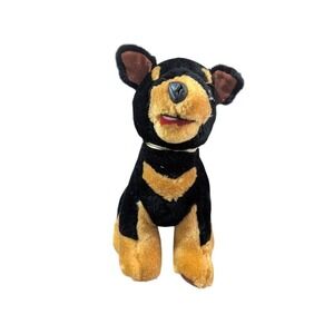 Vintage Rottweiler Plush Stuffed Animal Dog Black Tan 11 Inch Puppy Toy